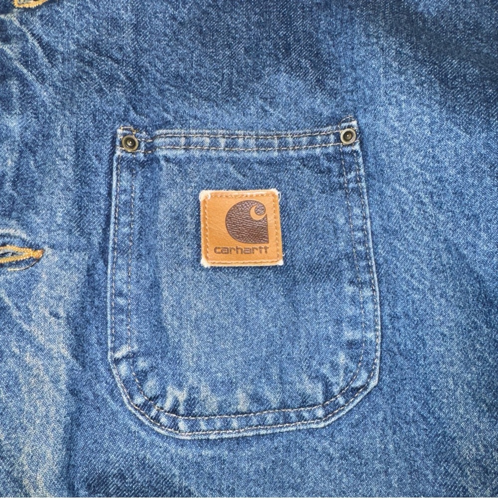 Vtg 90s Carhartt C59 DST Denim Blanket Lined Chore Coat 2XL USA Jacket - Picture 3 of 10